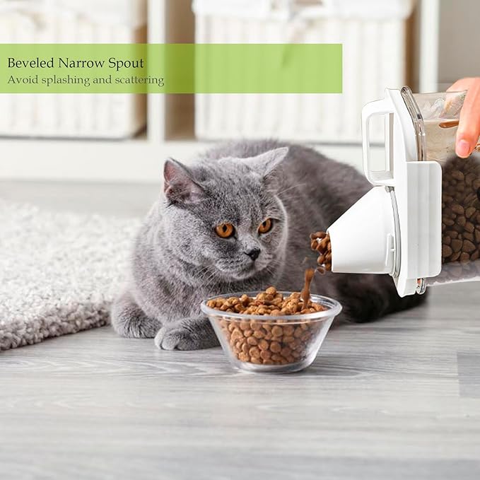 Brabtod Cat Food Storage Container Small |3lb/2.5 L Clear Plastic Cat Food Treats Container Airtight with Measuring Cup|Portable Pet Food Containers Ideal for Travel| Easy Pour|BPA Free