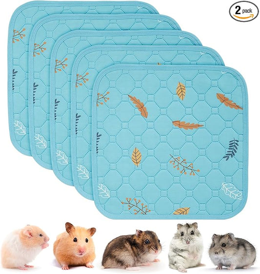 Sunheir Washable Pee Pads for Small Pet 5-Pack, Reusable Pet Training Pads Absorbent & Leak-Free, Waterproof Pee Pads for Dog Cat Rabbit Guinea Pig Hamster, Whelping Pad (Leaves - Sky Blue, 12x12)