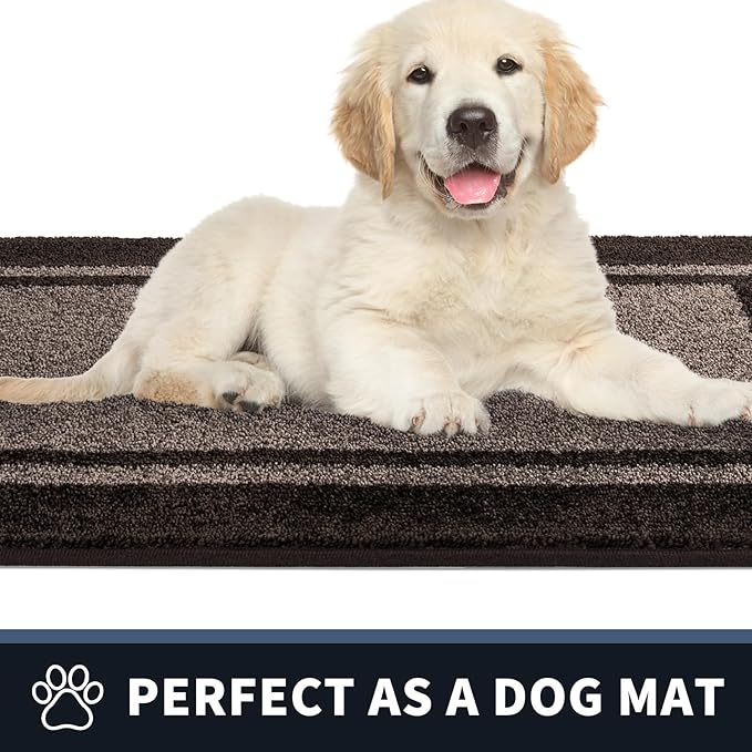 PURRUGS Dirt Trapping Door Mat 24" x 70", Non-Slip Machine Washable Entryway Rug, Entrance Mat, Indoor Front Door Mat, Super Absorbent Entry Rug for Muddy Shoes & Paws, Grayish Brown & Coffee