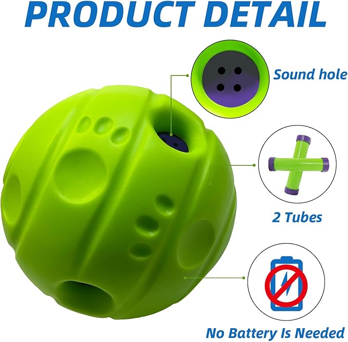SHAKE AND LAUGH Dog Toys Ball, Interactive Dog Ball, No Paint, Gibbering Sound with Surface Concave Lines, L, 3.94 in (10 cm)