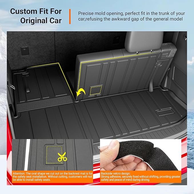 powoq Cargo Mat Compatible with 2020-2026 Toyota Highlander Backrest Mat TPE Cargo Liners Replacement for Toyota Highlander Accessories (Fit 2020-2026 Highlander,Rear Cargo Mat with Backrest Mat)