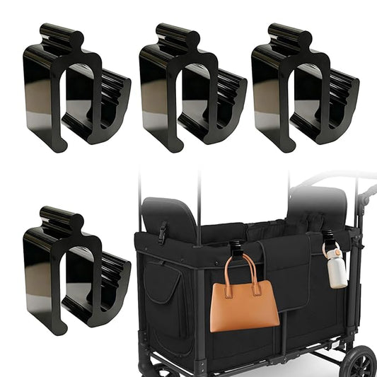 Universal Wagon Accessories, Upgraded Side Hooks with 30kg Load Capacity - Sturdy Stroller Hooks & Space-Saving Travel Organizer for All Stroller Wagon(4PCS)