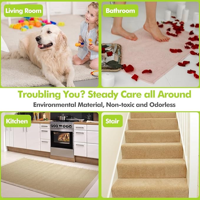 [12PCS] Non Slip Rug Grippers, Rug Pads Grippers, for Hardwood Floors and Tile,Easily Peel Off (Black)