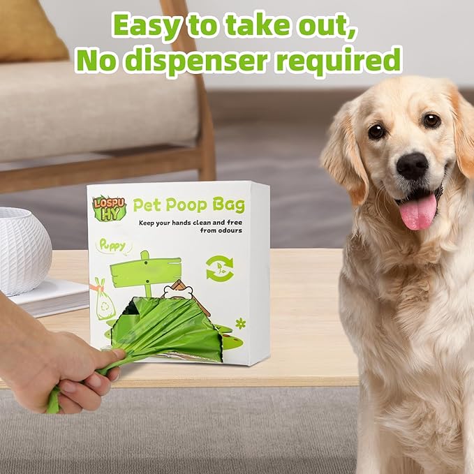 Poop Bags for Dogs, 300 Count Dog Poop Bags with Handles, Extra Thick Strong Leak Proof Doggie Waste Bag for Waste Refuse Cleanup, Outdoor Puppy Walking and Cats Litter