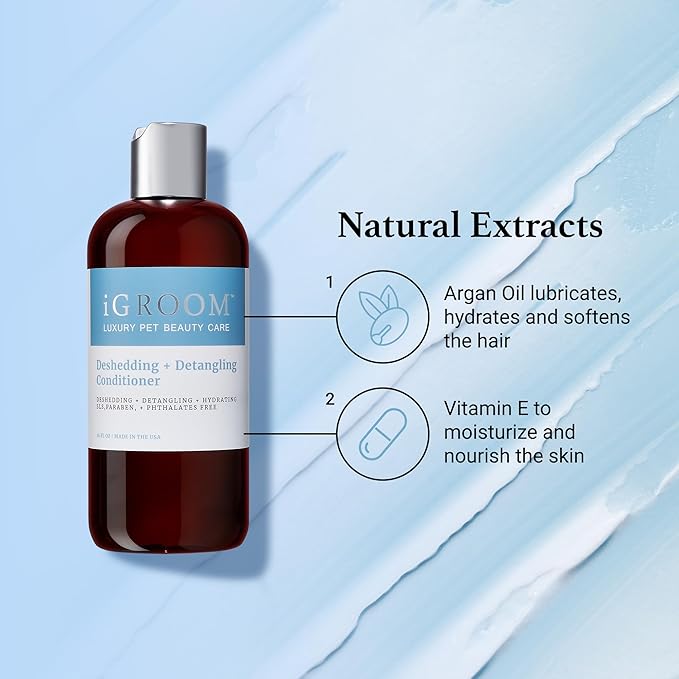 iGroom Deshedding & Detangling Dog Conditioner, Luxury Pet Beauty Care, Loosen Tangles + Unwanted Undercoat, Adds Shine + Volume, Made in USA (1 GAL)