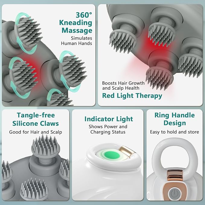 TISSCARE Electric Scalp Massager, Cordless Head Massager Scalp for Hair Growth and Stress Relax, 3 Speed Modes, Waterproof Handheld Portable Head Scratcher for Pet Dog Cat Massage, Gift for Women Men