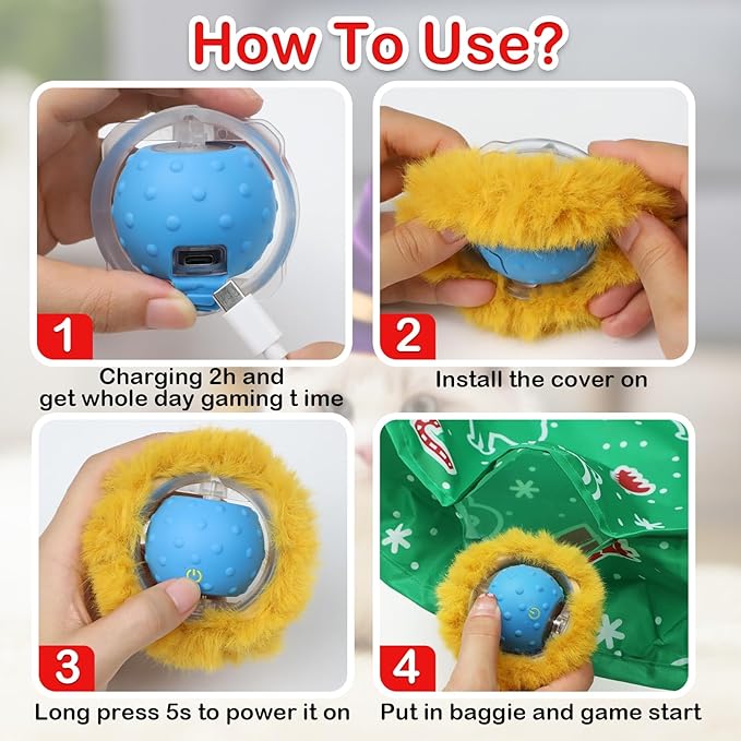 Giociv Interactive Cat Toys Ball Fast Rolling in Pocket, Motion Activate Chirping Cat Ball Christmas Cat Toys 2025 Cat's Gift