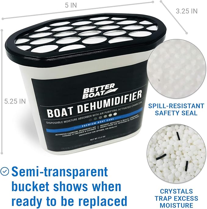 Moisture Absorber and Boat Dehumidifier, Charcoal Odor Remover for Damp Smell and Humidity, Unscented and Fragrance-Free, 1 Pack, Ideal for Basement, Closet, Home, RV, or Boating, No Refill Needed