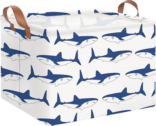 Rectangular Storage Basket,Collapsible Gift Basket with Handles,Kids Toys/Books Box,Room Decor(Shark)