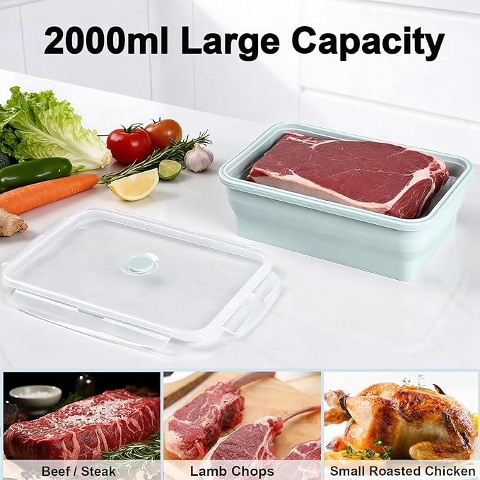 Extra Large Silicone Food Storage Containers with Lids, 4 Pack Set 68oz/2000ml Collapsible Meal Prep Lunch Containers, Microwave, Freezer and Dishwasher Safe