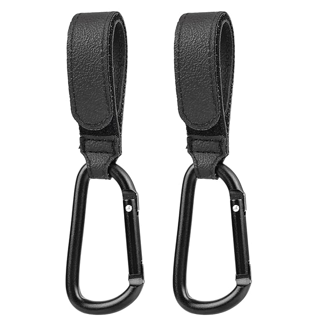 Go Pal 2 Pack Stroller Hooks for Bags, Baby Stroller Clips and Hooks Carry 33lbs Per Stroller Hook, Adjustable Stroller Carabiner Clip for UPPAbaby, DOONA, Baby Jogger, Britax, Chicco