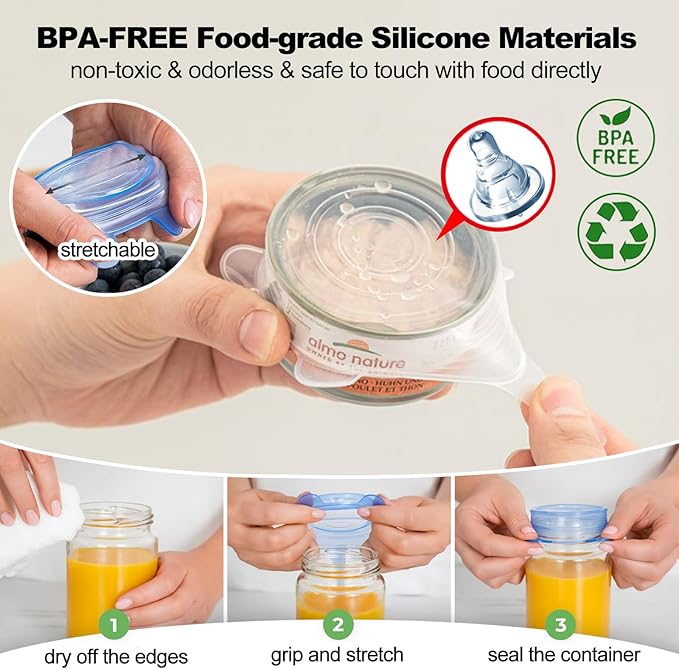 Adpartner Silicone Can Covers Pet Food Can Lids (8-Pack, 2.6in+3.3in), BPA-free Reusable Silicone Canned Food Lids for Soda/Beer Cans, Regular and Wide Mouth Mason Jars Canned Pet Foods
