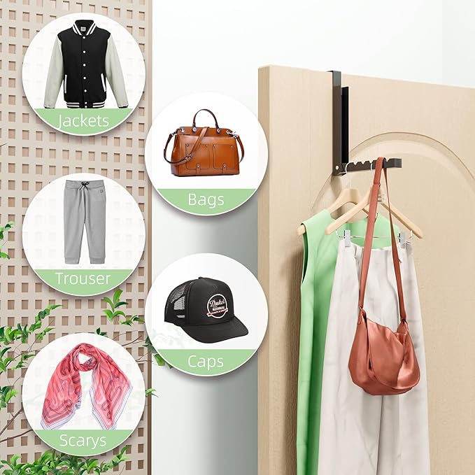 2 Pack Over The Door Hanger, Folding Over The Door Drying Rack for Laundry,Foldable Over The Door Clothes Hanger,Small Clothes Drying Rack for Dorm Portable Black