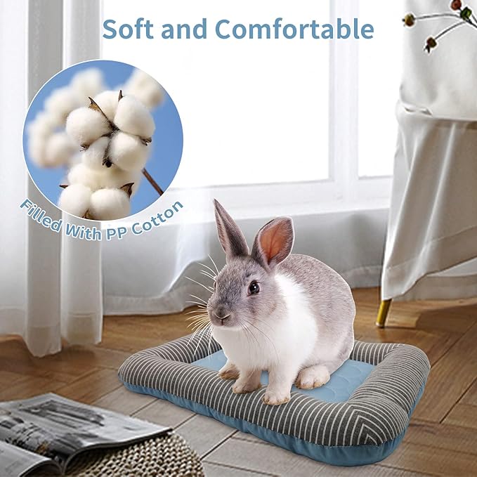 PINVNBY Rabbit Bed Cooling Pad, 20.8" L*16.9" W Bunny Self Bed Mat, Ice Silk Summer Pet Cooling Sleeping Pad, Portable Cage Liner Washable for Bunnies Guinea Pigs Chinchillas Hedgehog Ferrets