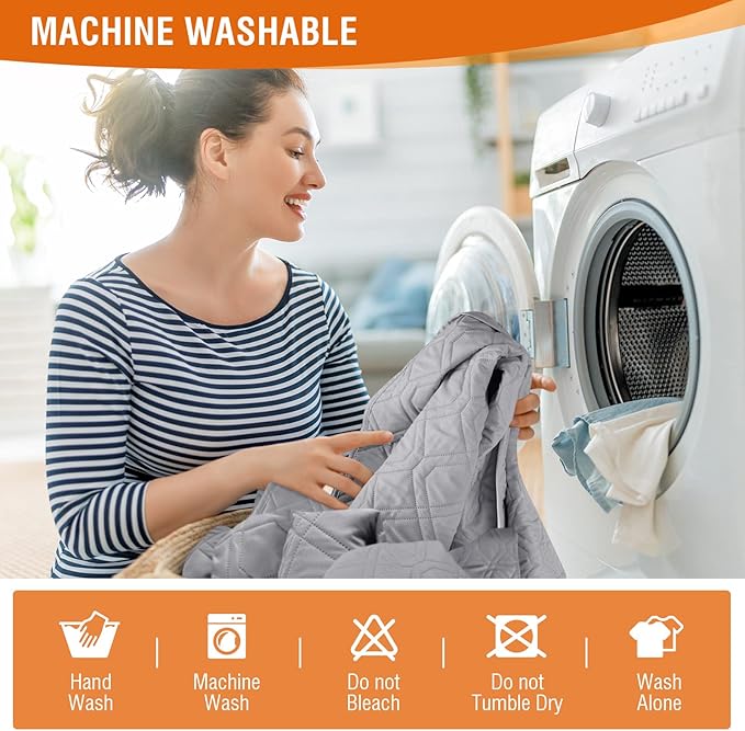 VANSOFY 100% Waterproof Recliner Chair Covers, Recliner Cover Non-Slip Dog Chair Cover Furniture Protector Washable Slipcover with Pocket, Elastic Straps for Pets, Dogs(Light Gray, 25")
