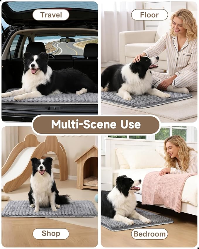 XXXL Dog Bed for Crate High Resilience Foam Crate Pad Mat for Large Dogs Washable Anti-Slip,53" x 36",Dark Gray