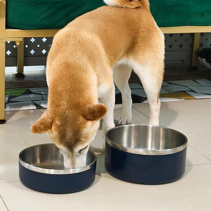 LIANLAI Stainless Steel Dog Bowls, Rust-Resistant Pet Bowls, Non Slip Dog Water Bowl, Versatile Feeding Bowls (Blue，40 oz)