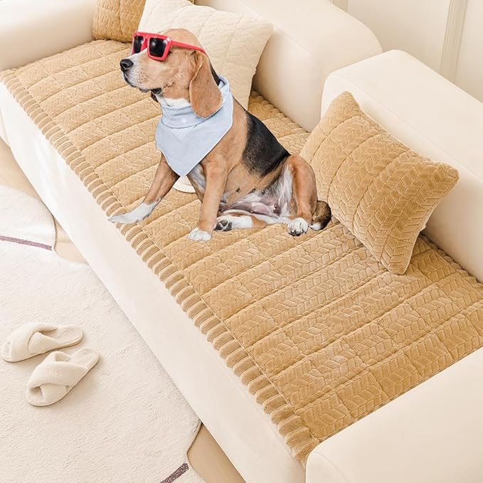 Mitid Sofa Cover Fuzzy Couch Cover for Pet, Couch Covers for Dogs Washable Non-Slip Sofa Slipcover Cushion Protector Pets Friendly Mat Bed