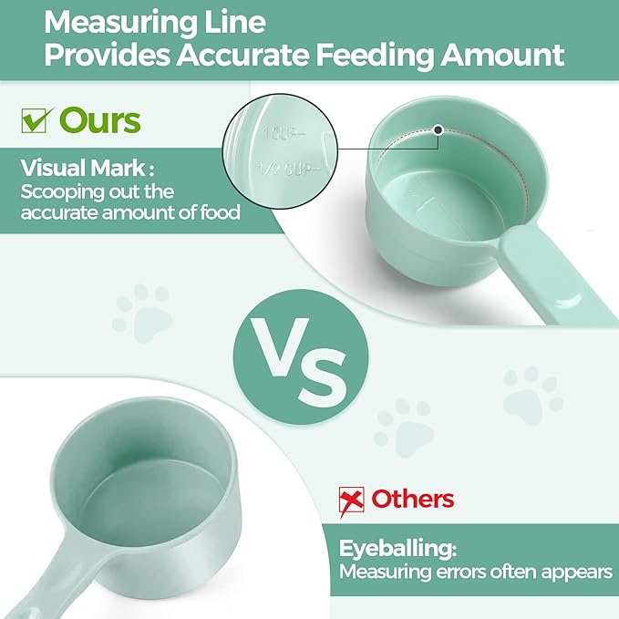 MSBC Melamine Dog Food Scoop - 1 Cup Pet Measuring Cup, Comfortable Long Handle Scoop for Dog, Cat, Ferret and Rabbit Food, Dishwasher Safe (Light Green)
