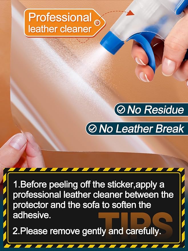 Cat Scratch Furniture Protector - Specially Designed for Leather Furniture, Easy to Remove Anti-Scratch Couch Protector from Cat, No Pins, 10 Pack