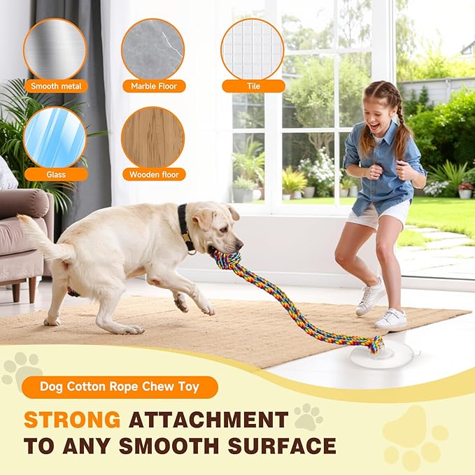 Duocharm Interactive Suction Cup Tug Dog Toy for Small to Medium Dogs,Cotton Tug Rope,Puppy Teething Toy,Indestructible Chew Toy for Aggressive Chewers,Puzzle Enrichment Toy to Keep Dogs Busy