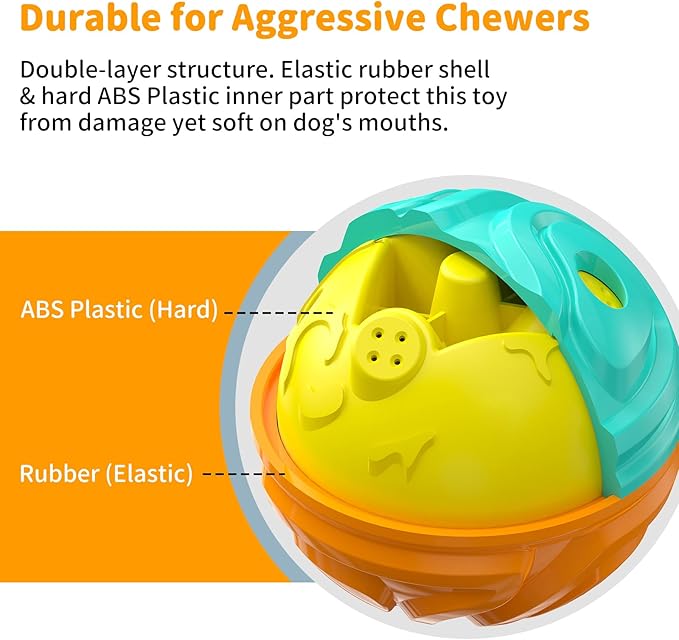 JoyBruko Dog Ball for Aggressive Chewers - Interactive Dog Toy Balls Fun Squeaky Sound to Keep Them Busy, Durable for Small Medium Large Breeds, Rubber Pet Fetch Chew Toys, Orange & Blue