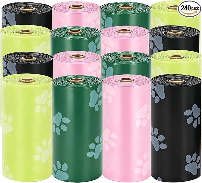 240Pcs Thick Dog Poop Bags Rolls, Leak-Proof Poop Bags for Dog and Cats Litter, 9x13 Inch Scented Pet Waste Bag for Small - Large Dogs Walking, Fits Most Doggie Bag Holder for Leash