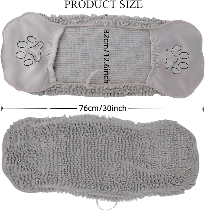 4-in-1 Dog Bath Towel & Grooming Kit, 30 × 12.6 in Ultra Absorbent Microfiber Dog Bath Towel with Hand Pockets, Silicone Bath Gloves, Finger Toothbrush, and Handheld Deshedding Brush for Dogs & Cats