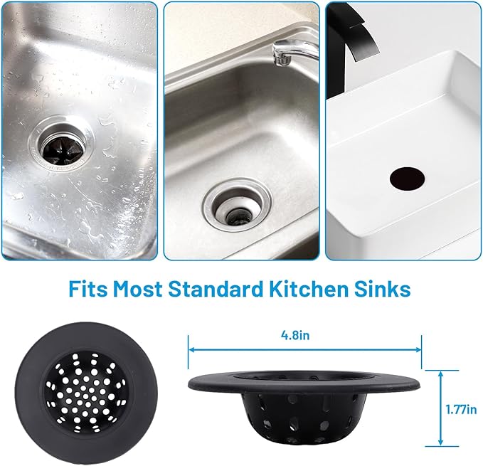 4.8-Inch Silicone Sink Strainer- Universal Kitchen Sink Drain Strainer, Kitchen Counter & Blackstone Griddle, Reusable Non-Stick Grill Rest Mat for Utensils & Hot Pans, Gray