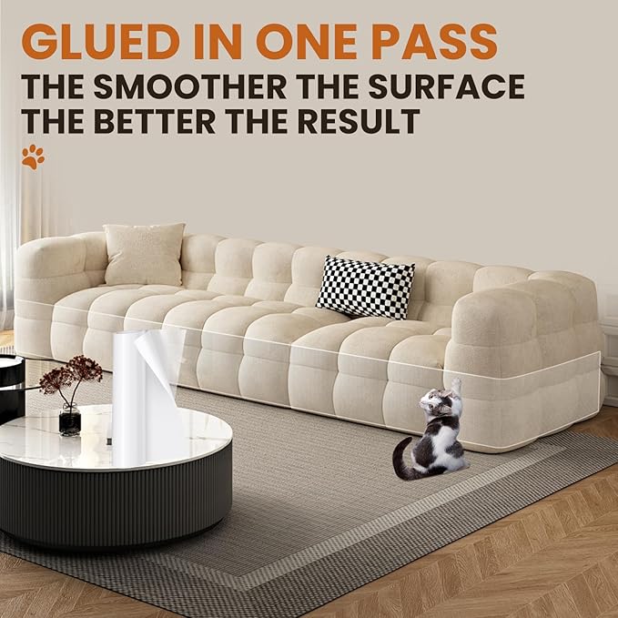 yeatem 196''x13'' Thicken Anti Cat Scratch Furniture Protector, Single-Sided Sticky Couch Corner Protectors for Cats, Extended Size Protects More Furniture, Repellent Tape