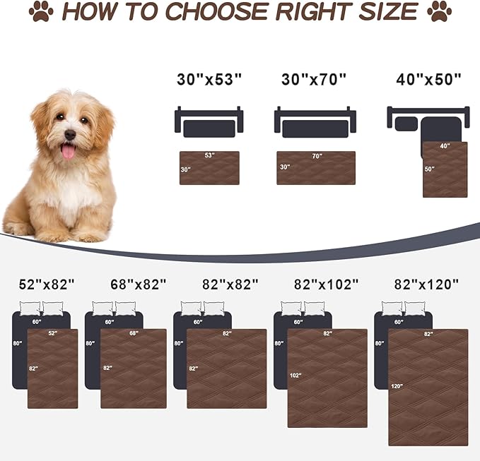 Smiry Waterproof Dog Bed Cover Blanket 82x102, Soft Reversible Pet Blanket, Washable Leakproof Cats Dogs Couch Cover for Sofa, Couch, Furniture, Lattice, Brown/Chocolate