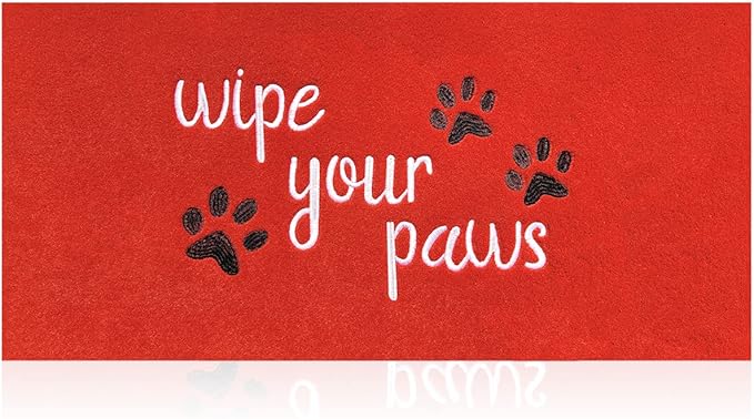 Welcome Door Mats for Home Entrance Funny Doo rmats Wipe Your Paws Mat Welcome Mats for Front Door Non Slip Rubber Mat for Dog Doormat 18X47'' Red
