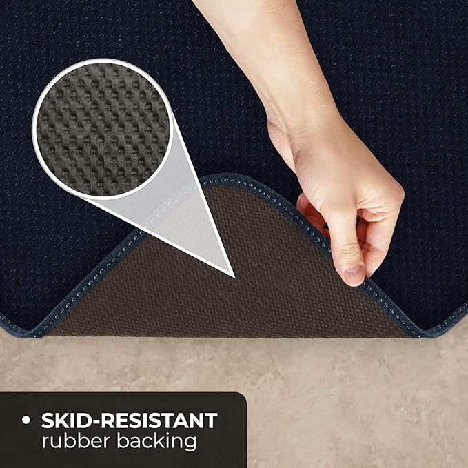 House, Home and More Skid-Resistant Carpet Indoor Area Rug Floor Mat - Navy Blue - 3 Ft X 5 Ft - Non Slip Rubber Backing, Stain Resistant, Dog Friendly, Living Room Bedroom Kitchen Entryway