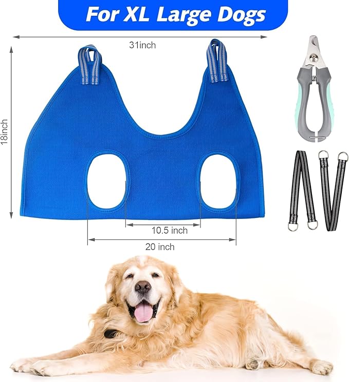 Pet Grooming Hammock with Nail Clippers/Nail Trimmers/Grooming Scissors, Dog Grooming Harness for Nail Trimming, Pet Grooming Sling Helper