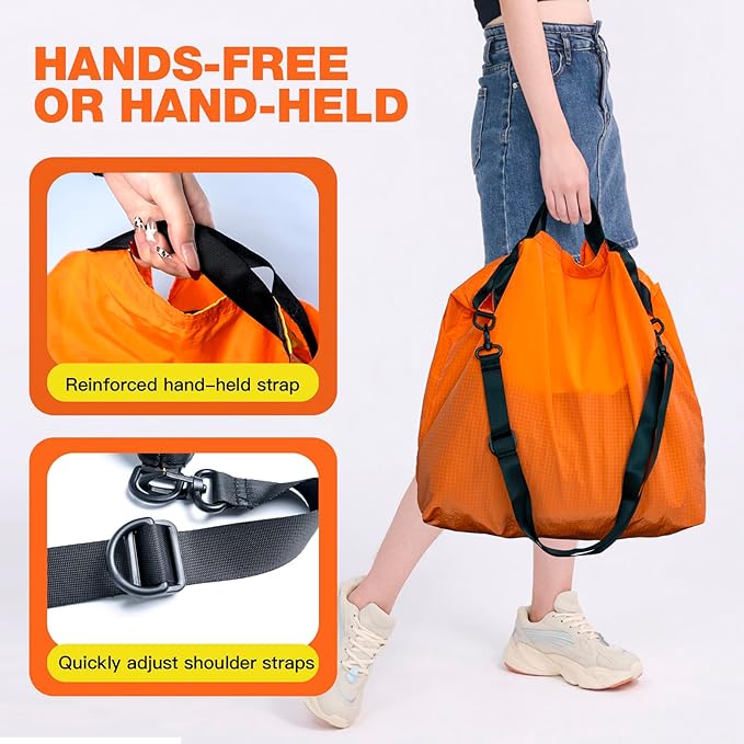 Lightweight Foldable Nylon Crossbody Bag,Stylish Compact Polyester Packable Totes