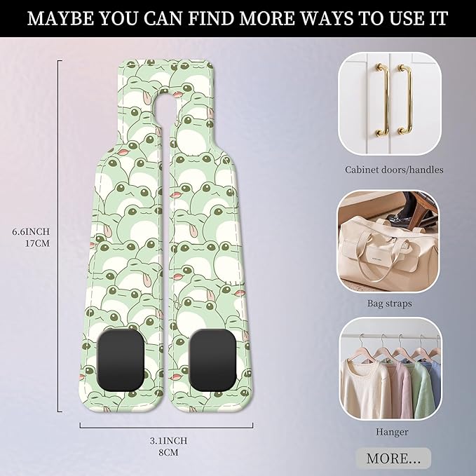 PU Leather Car Seat Hook, Storage Headrest Hanger, Cute Car Backseat Organizer, Car Hooks For Purses and Bags Green Frog Pattern
