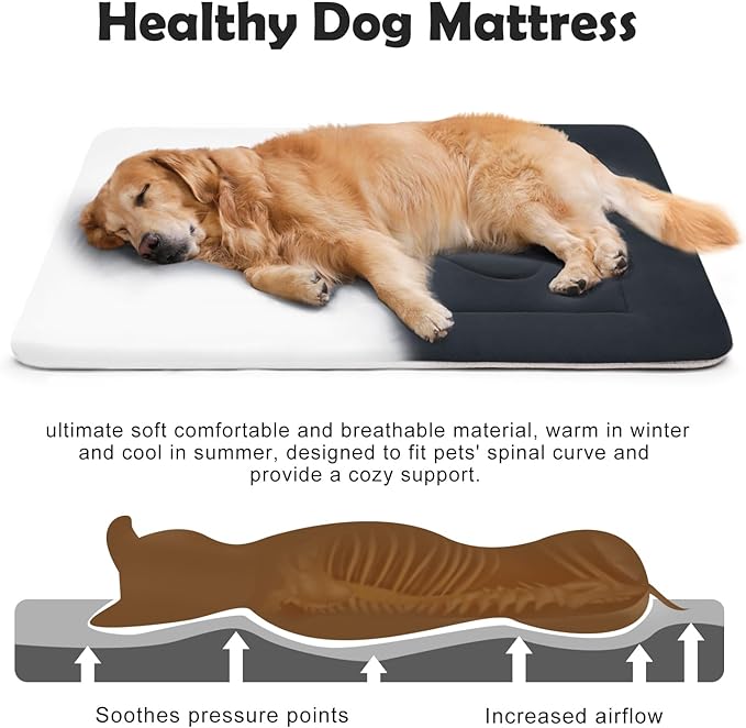 JoicyCo Dog Bed Soft Dog Crate Pad Mat for Medium/Large Dogs, 36 in Non-Slip Bottom Washable Dog Sleeping Mattress Pet Beds Cat Bed Kennel Pad, Dark Gray