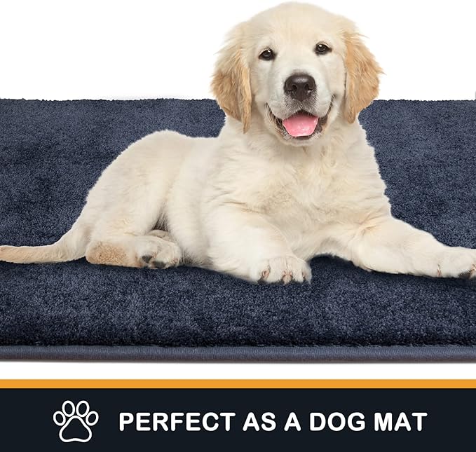 PURRUGS Dirt Trapping Door Mat 31.5" x 70", Non-Slip Machine Washable Entryway Rug, Dog Doormat, Indoor Front Door Mat, Super Absorbent Entry Rug for Muddy Shoes & Paws, Navy Blue