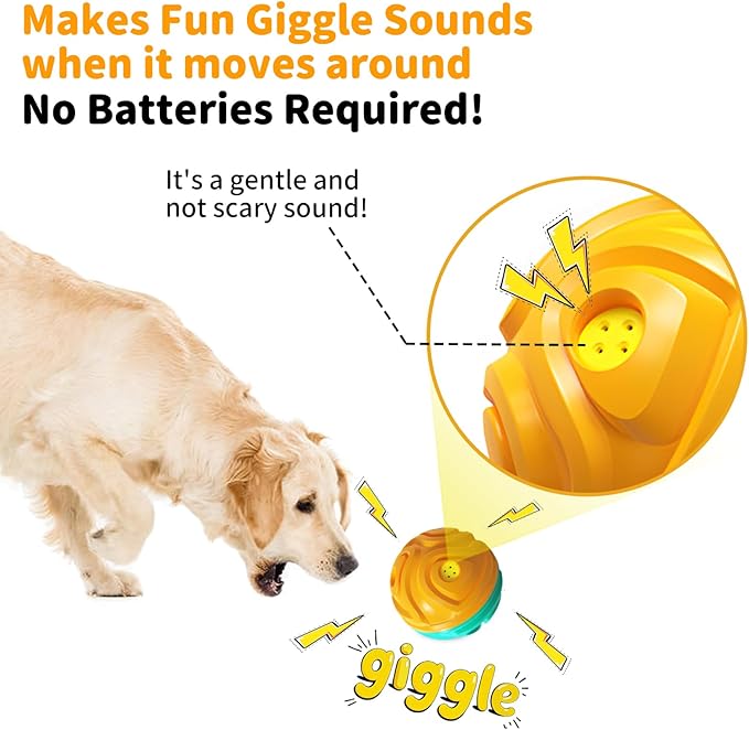 JoyBruko Dog Ball for Aggressive Chewers - Interactive Dog Toy Balls Fun Squeaky Sound to Keep Them Busy, Durable for Small Medium Large Breeds, Rubber Pet Fetch Chew Toys, Orange & Blue