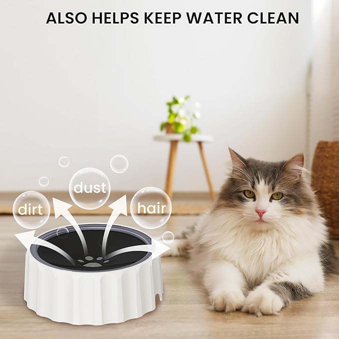 FORWH Dog Small Animals Water Bowl No Spill 70oz/2L Large Capacity Dispenser Non Slip No Splash Small Animals Bowl Pet Slow Feeder No Drip Dog Water Bowl on Vehicle for Dogs and Cats - Black