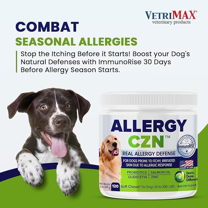 Allergy CZN - Itch and Allergy Chew for Dogs, Seasonal Allergies Anti Itch Dog Chewables with ImmunoRise Blend, 3 oz/120 Count