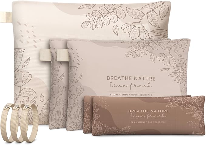 Roonin Activated Charcoal Odor Absorber For Home - Shoe Deodorizer Insert - Closet Freshener Odor Eliminator - Shoe Odor Elimination - Air Purifier For Car (5-pack)