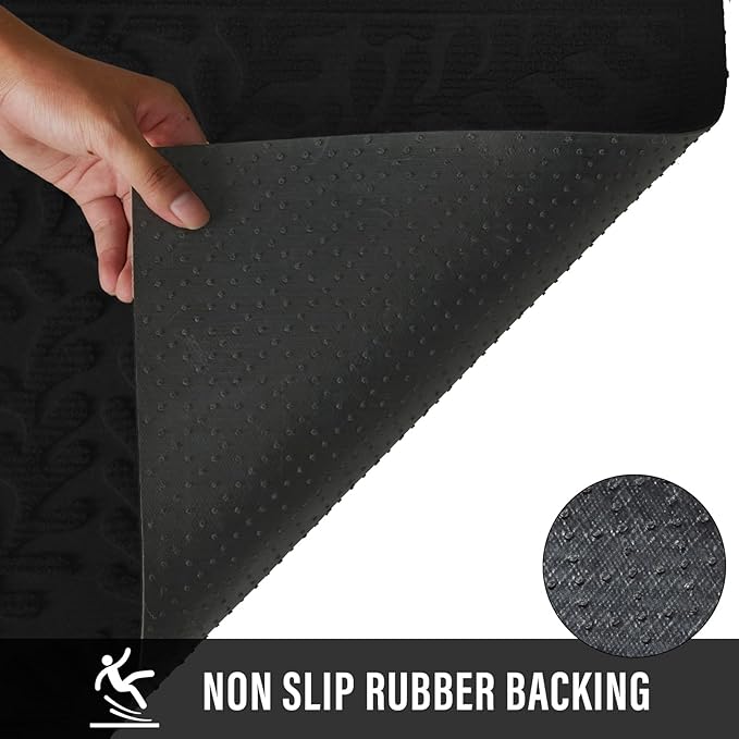 Front Door Mat, Absorbent Dirt Trapping Welcome Door Mat Indoor Outdoor, Non Slip Entry Mat, Indoor Outdoor Door Mats, Fade Resistant, Low Profile Doormat for Entryway, 29×17, Black