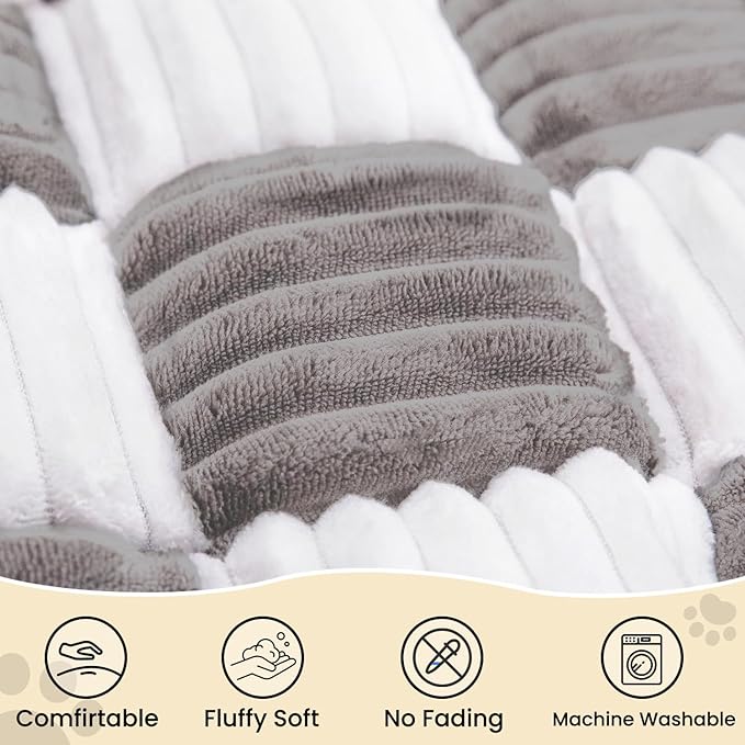 Backseat Pet Bed Mat,Dog Bed for Car,Dog Seat Cover for Car Back Seat, Non-Slip Travel Pet Mat, Fit for Backseat Extenders and Seat Covers (Light Gray&White)