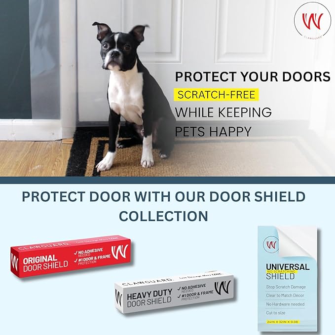 CLAWGUARD Plexiglass Universal Scratch Shield – 32x24 in. Clear Door Scratch Protector Dog & Cat – Wall, Door & Furniture Cat Scratch Protectors