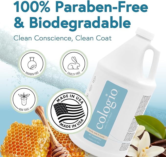 Dog Shampoo with Manuka Honey, Odor Eliminator & Itch Relief for Dry, Sensitive Skin, Hypoallergenic, Moisturizing, Groomer-Developed Formula, Puppy Safe, Paraben-Free, Made in USA (1 Gal)