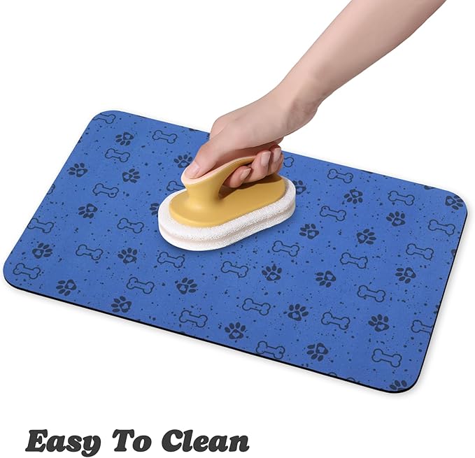 Dog Food Mats,Cat Absorbent Water Bowl Feeding Mats Pet Placemats for Food and Water Spot 16 * 24 inch