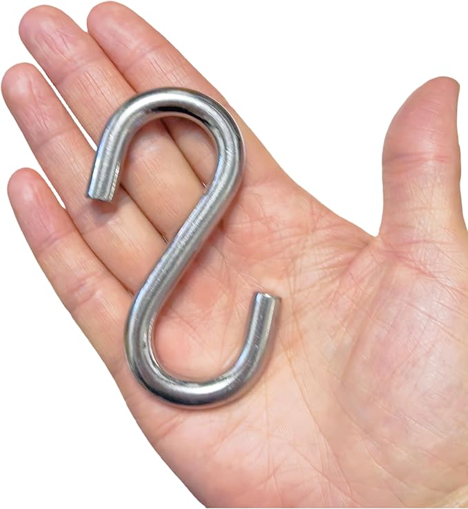 304 Stainless Steel S Hook, S Hook Metal Hanging Practical Hook Connecting Hook for Item Hanging (Dia:5/16in(8mm)-4PCS)