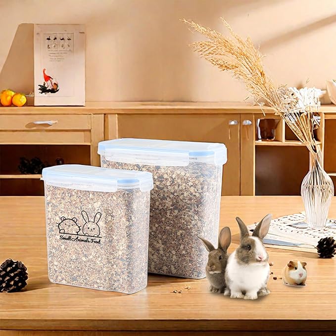 Pet Food Storage Containers,Airtight Small Animals Food Container,Cat Food Storage Container,Jars Dispenser Set with Lids,Multi Size3.52Qt/4L and2.2Qt/2.5L,for Wild Bird Seed Dispenser|BPA Free/Clear