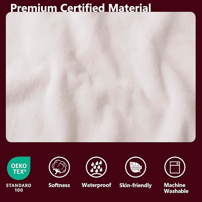 Tuffeel Waterproof Blanket for Bed King Size, Leak Proof Dog Couch Blankets Reversible, Pet Throw Sofa Furniture Protector Machine Washable-82 x108,Burgundy Red+Cream